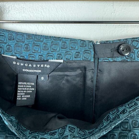 Doncaster Collection Teal & Black Textured Geometric Knee Length Pencil Skirt - Picture 7 of 7